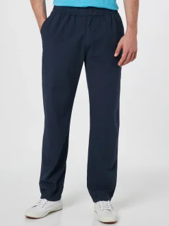 Pantalone da uomo blu navy in cotone seersucker Relais
