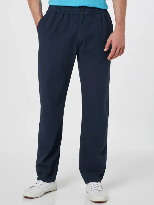 Pantalone da uomo blu navy in cotone seersucker Relais