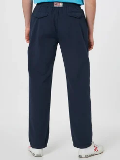 Pantalone da uomo blu navy in cotone seersucker Relais
