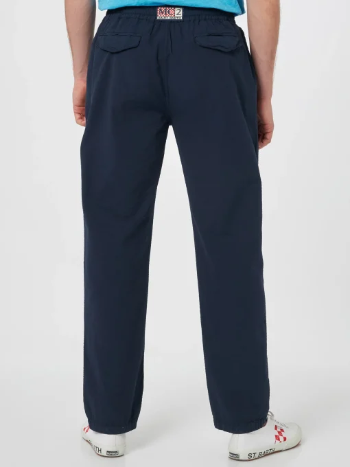 Pantalone da uomo blu navy in cotone seersucker Relais