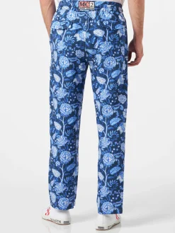 Pantalone da uomo in lino stampa floreale