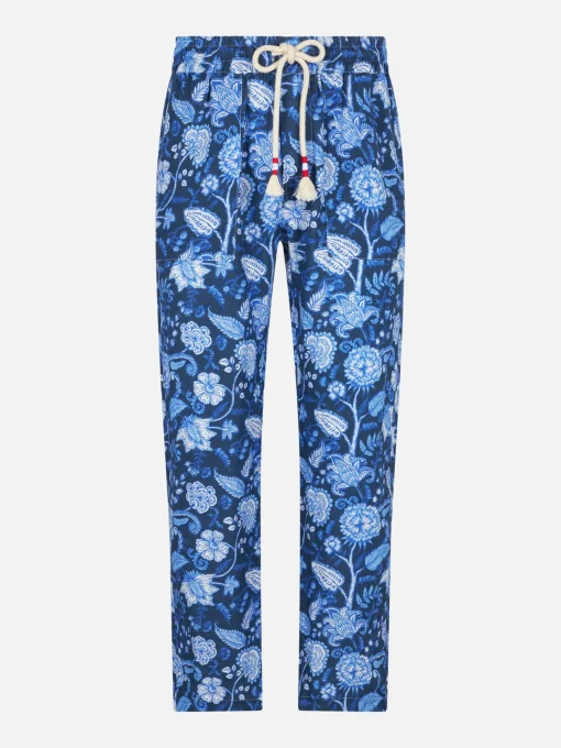 Pantalone da uomo in lino stampa floreale