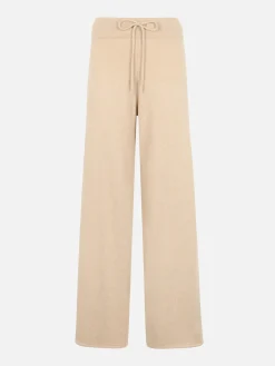 Pantaloni da donna beige in maglia Cambon