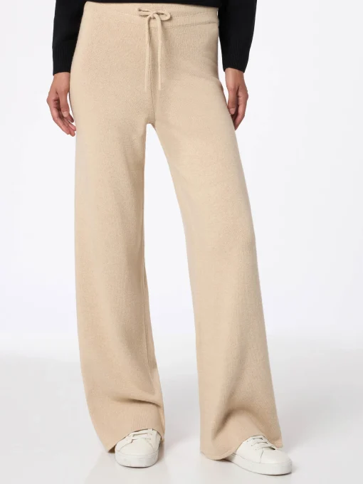 Pantaloni da donna beige in maglia Cambon