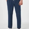 Pantaloni da uomo Calais in lino blu navy con coulisse