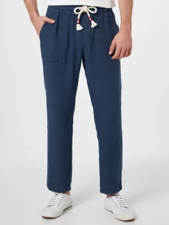 Pantaloni da uomo Calais in lino blu navy con coulisse