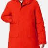 Parka arancione con cappuccio da uomo e fodera in bandana