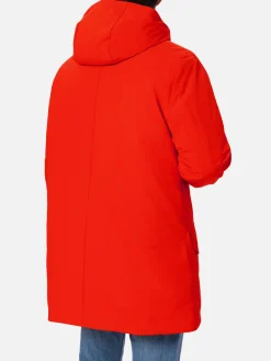 Parka arancione con cappuccio da uomo e fodera in bandana