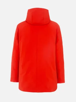 Parka arancione con cappuccio da uomo e fodera in bandana
