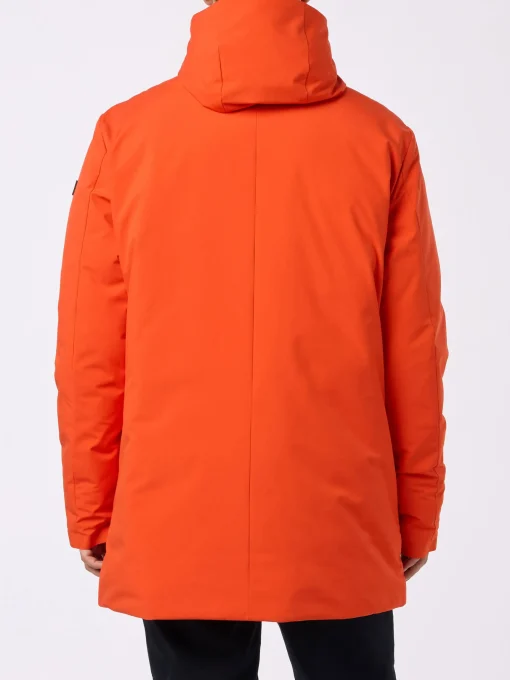 Parka arancione con cappuccio da uomo e fodera in bandana