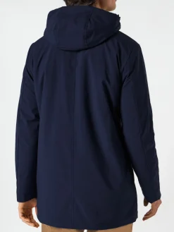 Parka da uomo Voyager blu con cappuccio e fodera in sherpa