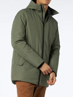Parka da uomo Voyager verde militare con cappuccio