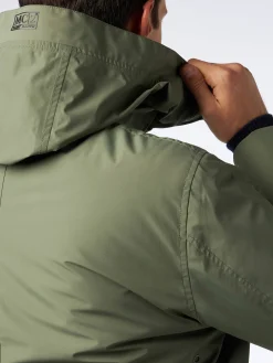 Parka da uomo Voyager verde militare con cappuccio