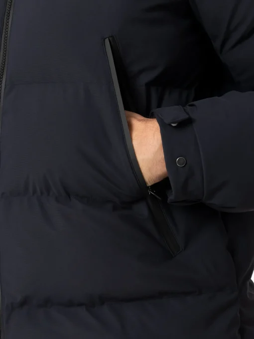 Piumino con cappuccio blu navy da uomo Maier