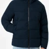 Piumino con cappuccio in flanella blu navy da uomo Maier