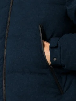 Piumino con cappuccio in flanella blu navy da uomo Maier