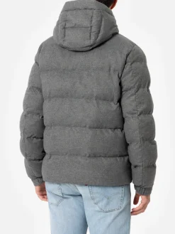 Piumino con cappuccio in flanella grigio mélange da uomo Maier