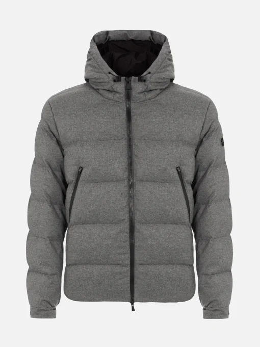Piumino con cappuccio in flanella grigio mélange da uomo Maier
