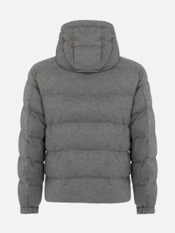 Piumino con cappuccio in flanella grigio mélange da uomo Maier