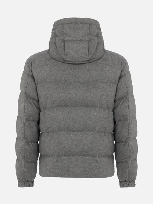 Piumino con cappuccio in flanella grigio mélange da uomo Maier