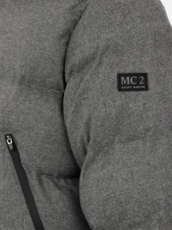 Piumino con cappuccio in flanella grigio mélange da uomo Maier