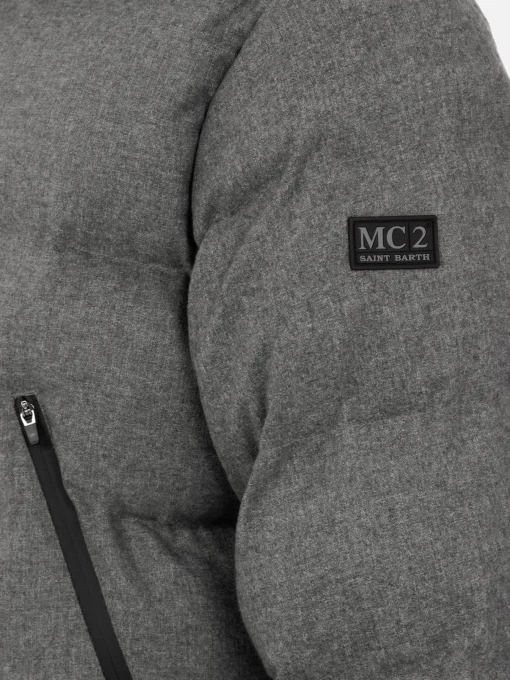 Piumino con cappuccio in flanella grigio mélange da uomo Maier