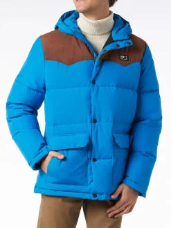 Piumino da uomo bluette con cappuccio