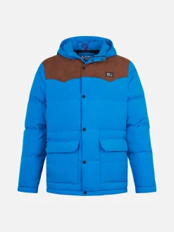 Piumino da uomo bluette con cappuccio