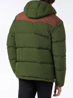 Piumino da uomo verde militare con cappuccio