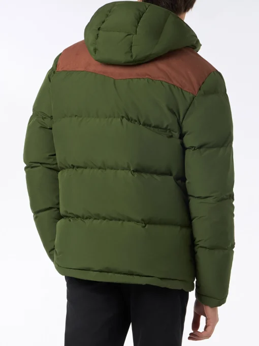 Piumino da uomo verde militare con cappuccio
