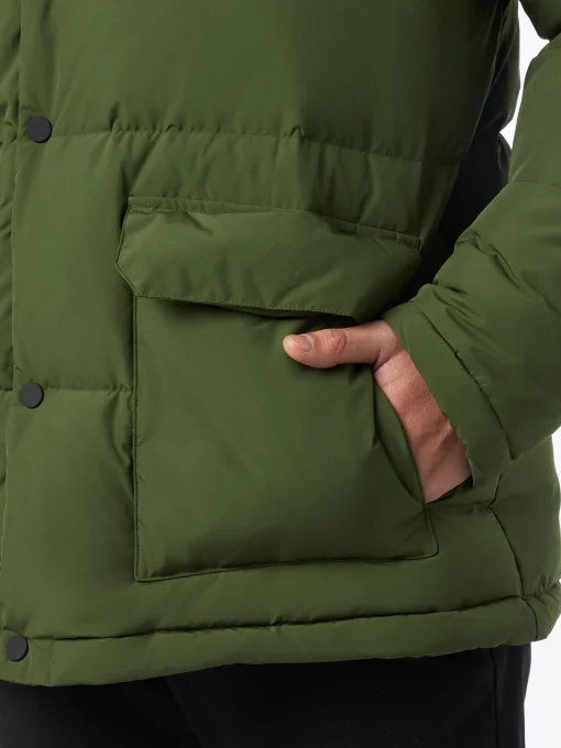 Piumino da uomo verde militare con cappuccio