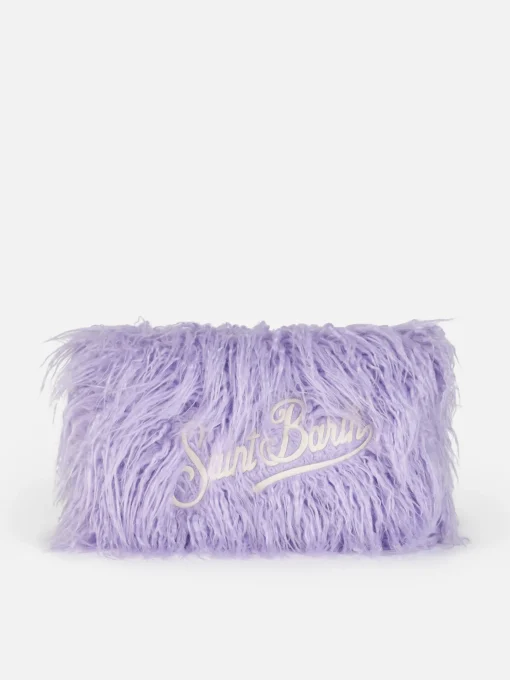 Pochette Mildred in pelo lilla con ricamo Saint Barth
