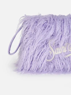 Pochette Mildred in pelo lilla con ricamo Saint Barth