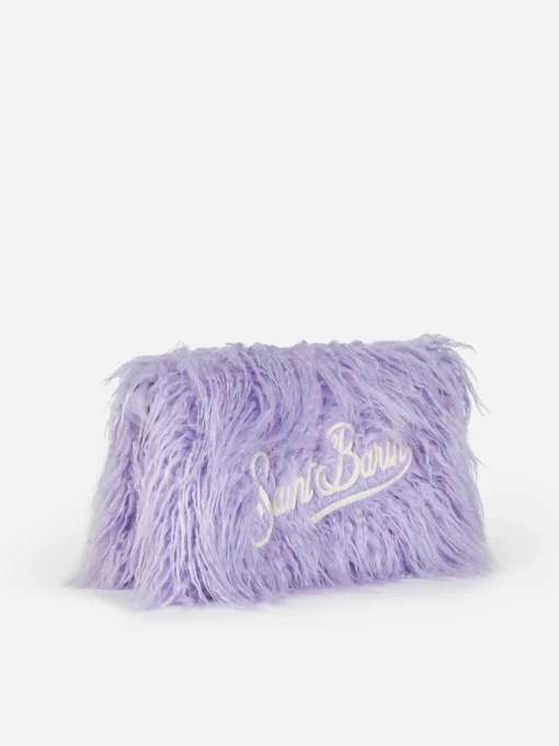 Pochette Mildred in pelo lilla con ricamo Saint Barth
