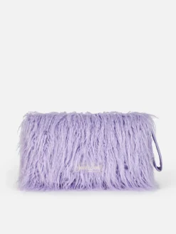 Pochette Mildred in pelo lilla con ricamo Saint Barth