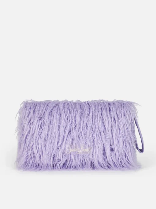 Pochette Mildred in pelo lilla con ricamo Saint Barth