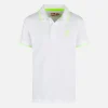 Polo da bambino in piquet bianco con logo St. Barth giallo fluo