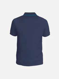Polo da bambino in piquet di cotone blu