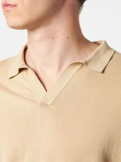 Polo da uomo beige in maglia