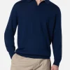 Polo da uomo blu navy in lana merino Covent