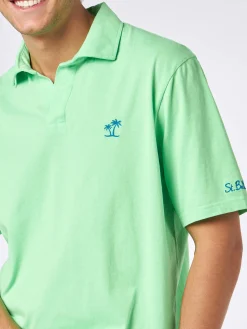 Polo da uomo in jersey di cotone verde