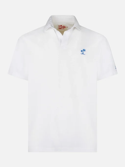 Polo da uomo in jersey di cotone bianco