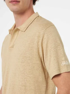 Polo da uomo in lino beige Fraser
