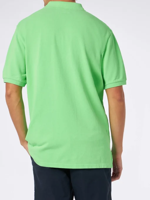 Polo da uomo in piquet verde fluo con logo St. Barth ed effetto vintage