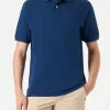 Polo in denim piquet con logo St. Barth effetto vintage