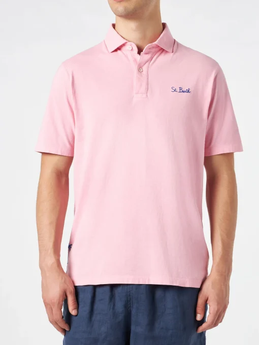 Polo in jersey rosa effetto sfumato