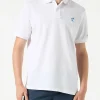 Polo in piquet bianco con logo St. Barth effetto vintage