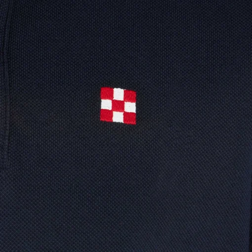 Polo in piquet blu con logo St. Barth