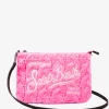 Pouch a tracolla Parisienne con motivo intrecciato rosa