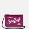 Pouch a tracolla Parisienne sherpa in velluto trapuntato fucsia